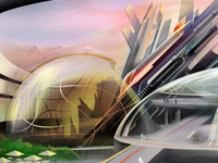Architektur,  Bahnhof, Zug, Rakete, Sci-Fi, Fantasie, Zukunft, Future, Futurisctisch
