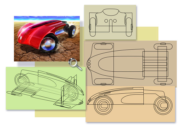 Auto, Auto Konzept Visualisierung, Desert Rider, 2D Rendering, Skizzen Visualisierung Beispiele