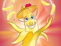 Maskottchen Banana, Maskottchen Entwicklung, Obst Illustration, Banana Persone, Süßigkeiten, Illustration, Verpackung